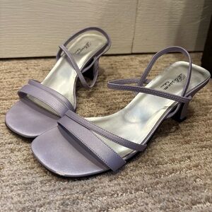 Vintage Y2K Blossom Purple Lilac Satin Heels - Size 6.5